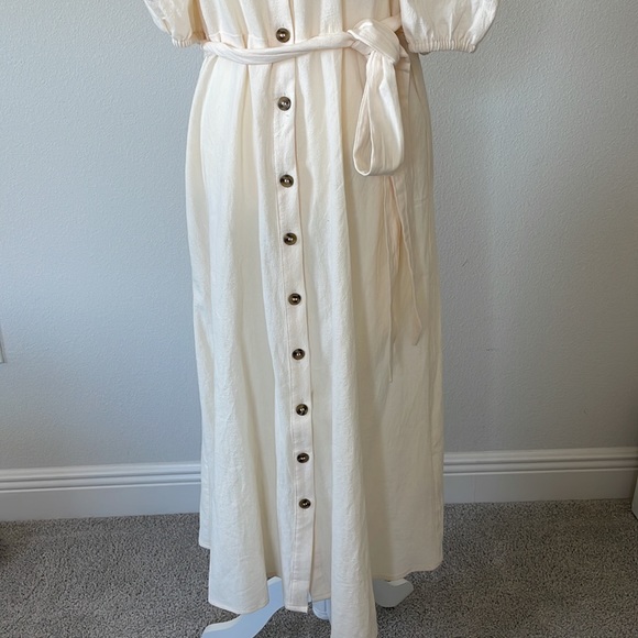 H&M Creped Cotton Dress in Cream - Picture 4 of 10